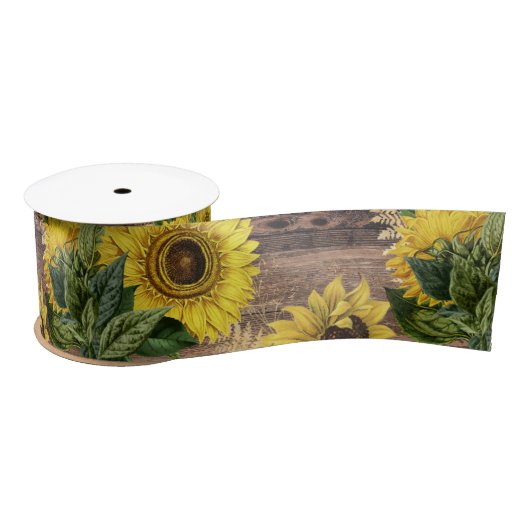Rustikale Sonnenblumen Bouquet Bauernhof Vintag Br Satinband (Spule)