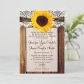 Rustikale Sonnenblumen-Brauerei Hochzeitsfeier Einladung (Stehend Vorderseite)