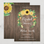 Rustikale Sonnenblumen Brautdusche Einladung (Vorne/Hinten)