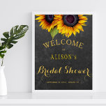 Rustikale Sonnenblumen Brautparty Begrüßungszeiche Poster<br><div class="desc">Elegantes Herbst-Brautparty mit stilvollem Willkommensplakat auf dunkelgrauem Chalkboard mit einem wunderschönen Sonnenblumenstrauß. Füllen Sie Ihre Informationen in den Flecken, Sie können wählen, um es anzupassen, weitere sich ändernde Schriftartes und Farben der Schrift. — Es eignet sich für elegante Sommer- oder Herbstduschen rustikalen Party. — Wenn Sie Hilfe benötigen, um es...</div>