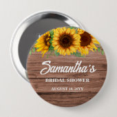 Rustikale Sonnenblumen-Brautparty  Button (Vorne & Hinten)