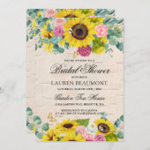 Rustikale Sonnenblumen Brautparty Einladung (Vorne/Hinten)