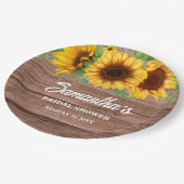 Rustikale Sonnenblumen-Brautparty  Pappteller (Schrägansicht)