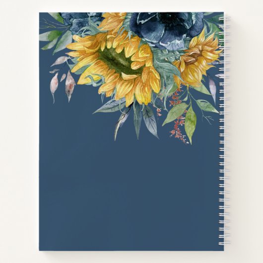 Rustikale Sonnenblumen Brautparty Rezepte Notizblock (Rückseite)