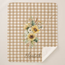 Rustikale Sonnenblumen Brown Gingham Personalisier