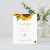 Rustikale Sonnenblumen BUDGET Save the Date Hochze (Stehend Vorderseite)