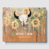 Rustikale Sonnenblumen Bull Skull Western Floral Gästebuch (Vorderseite)
