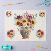 Rustikale Sonnenblumen & Burgund Florals Dekoupage Seidenpapier (Basteln)