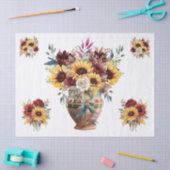 Rustikale Sonnenblumen & Burgund Florals Dekoupage Seidenpapier (Basteln)