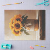 Rustikale Sonnenblumen Burlap Mason Jar Decoupage Seidenpapier (Basteln)