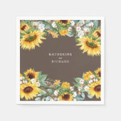 Rustikale Sonnenblumen Burst Kundenname Serviette (Vorderseite)