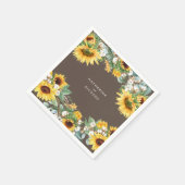 Rustikale Sonnenblumen Burst Kundenname Serviette (Ecke)