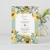 Rustikale Sonnenblumen Burst String Lights Bridal Einladung (Stehend Vorderseite)
