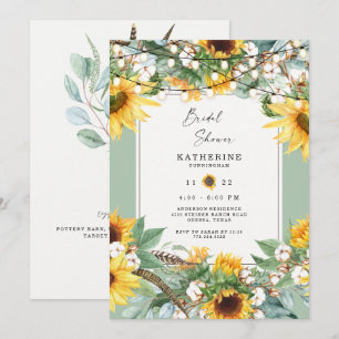 Rustikale Sonnenblumen Burst String Lights Bridal Einladung