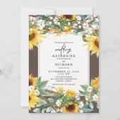 Rustikale Sonnenblumen Burst String Lights Einladung (Vorderseite)