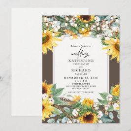 Rustikale Sonnenblumen Burst String Lights Einladung
