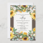 Rustikale Sonnenblumen Burst String Lights Eltern Einladung (Vorderseite)