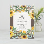 Rustikale Sonnenblumen Burst String Lights Eltern Einladung (Stehend Vorderseite)