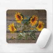 Rustikale Sonnenblumen Butterfische Barnboard Mousepad (Mit Mouse)
