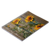 Rustikale Sonnenblumen Butterfische Barnboard Notizblock (Linke Seite)