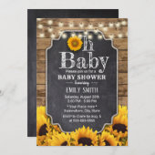 Rustikale Sonnenblumen Chalkboard Babydusche Einladung (Vorne/Hinten)