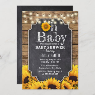 Rustikale Sonnenblumen Chalkboard Babydusche Einladung