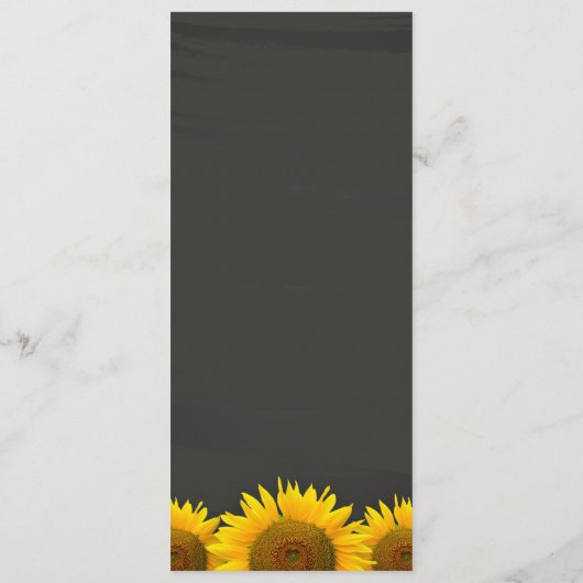 Rustikale Sonnenblumen Chalkboard Hochzeitsmenü Menükarte (Rückseite)