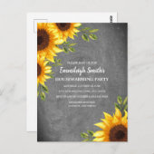Rustikale Sonnenblumen Chalkboard Housewarming Postkarte (Vorne/Hinten)