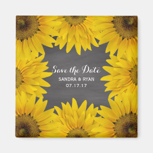 Rustikale Sonnenblumen Chalkboard Save the Date Ho Magnet