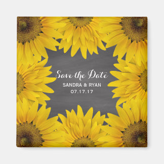 Rustikale Sonnenblumen Chalkboard Save the Date Ho Magnet