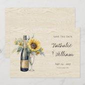 Rustikale Sonnenblumen-Champagner-Save-the-Date-Ka Save The Date (Vorne/Hinten)