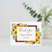 Rustikale Sonnenblumen Chic Rote Rosen Hochzeit Vi Postkarte (Stehend Vorderseite)