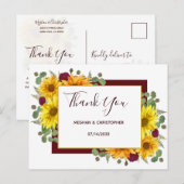 Rustikale Sonnenblumen Chic Rote Rosen Hochzeit Vi Postkarte (Vorne/Hinten)