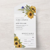 Rustikale Sonnenblumen Country Style Sommer Hochze All In One Einladung (Innen Boden)