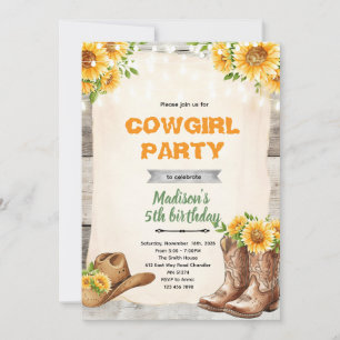 Rustikale Sonnenblumen-Cowgirl-Einladung Einladung