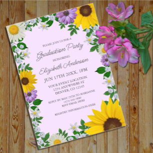 Rustikale Sonnenblumen Daisy Blues Graduation Part Acryleinladungen