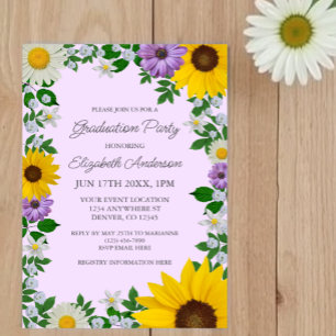 Rustikale Sonnenblumen Daisy Blues Graduation Part Einladung