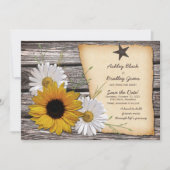 Rustikale Sonnenblumen Daisy Wedding speichern das Save The Date (Vorderseite)