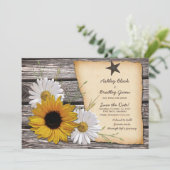 Rustikale Sonnenblumen Daisy Wedding speichern das Save The Date (Stehend Vorderseite)