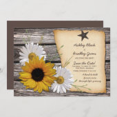 Rustikale Sonnenblumen Daisy Wedding speichern das Save The Date (Vorne/Hinten)
