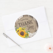 Rustikale Sonnenblumen Danke für Ihr Hochzeitslabe Runder Aufkleber (Umschlag)