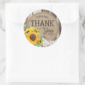 Rustikale Sonnenblumen Danke für Ihr Hochzeitslabe Runder Aufkleber (Tasche)
