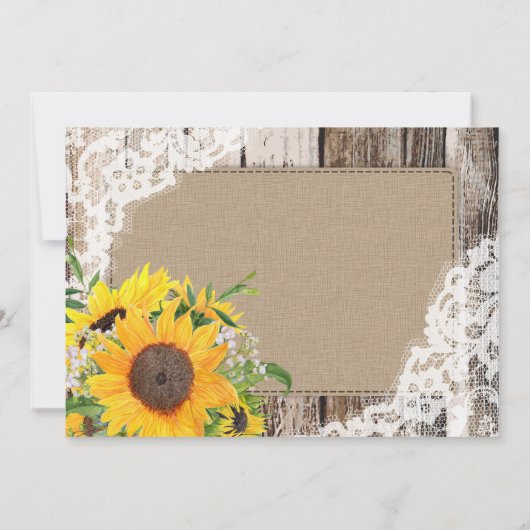 Rustikale Sonnenblumen Danke Karte (Rückseite)