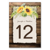 Rustikale Sonnenblumen, Deckenholz Tischnummer (Rückseite)