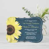 Rustikale Sonnenblumen Denim Land Geburtstagseinla Einladung (Stehend Vorderseite)