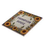 Rustikale Sonnenblumen Eigenes Haus Namensschild Fliese (Seite)