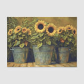 Rustikale Sonnenblumen-Eimer-Dekupage Seidenpapier (Vorderseite)