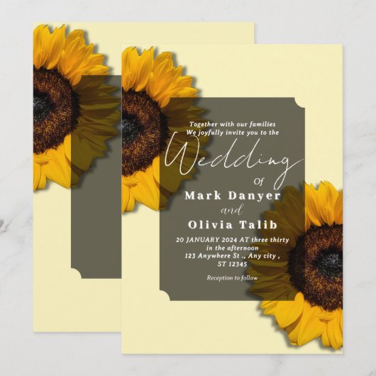 Rustikale Sonnenblumen Einladung (Vorne/Hinten)