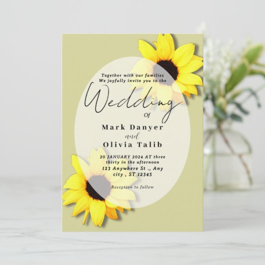 Rustikale Sonnenblumen Einladung (Stehend Vorderseite)