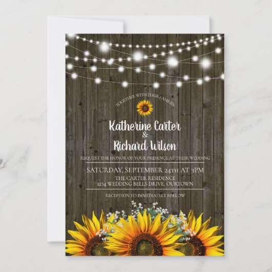 Rustikale Sonnenblumen Einladung (Vorderseite)